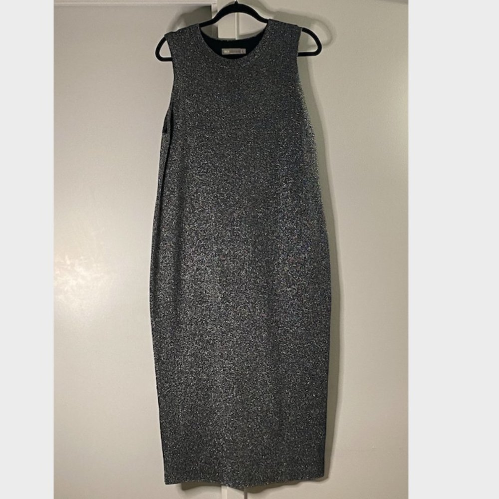 ASOS Silver Metallic Midi Dress